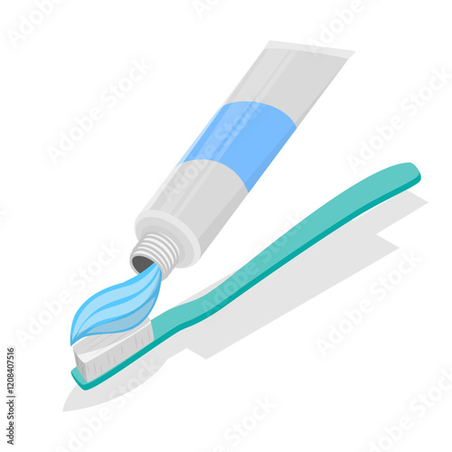 3D Isometric Flat Vector Illustration of Teeth Cleaning , Oral Hygiene. Item 7