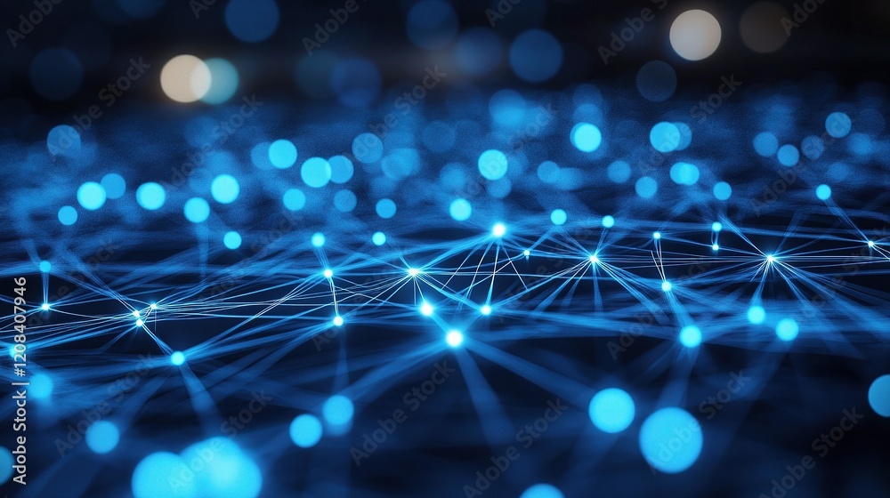Abstract Digital Technology Background with Blue Lines and Circles Abstract Digital Technology Background with Blue Lines and Circles