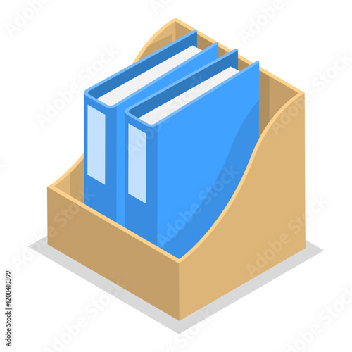 3D Isometric Flat Vector Set of Folders With Files, Business Paperwork. Item 2