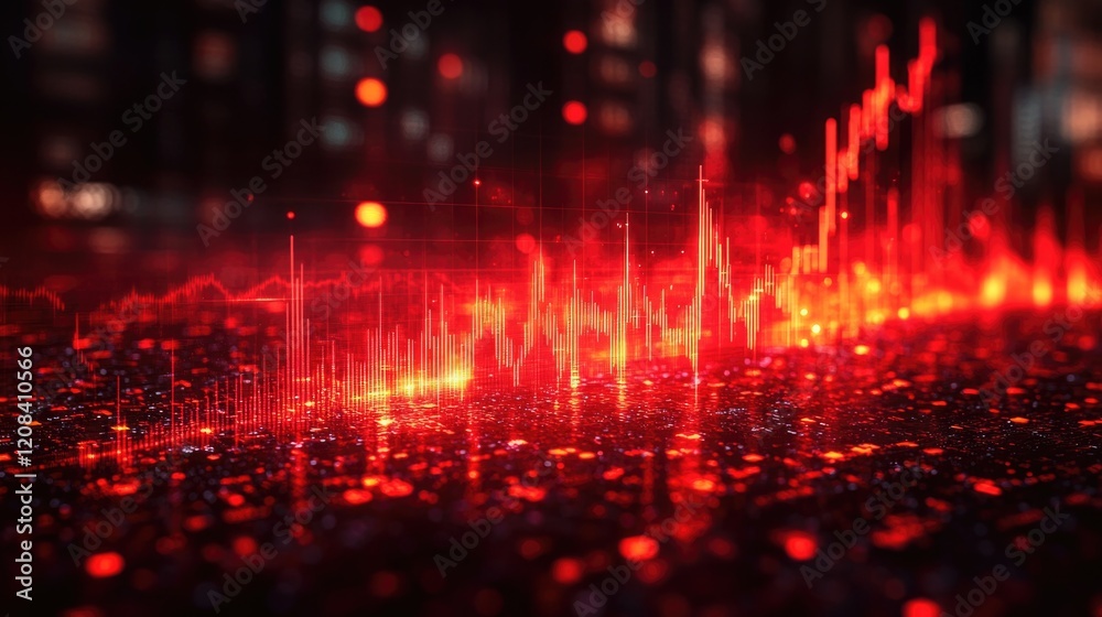 A bright and vibrant scene with a red and black background filled with various lights A bright and vibrant scene with a red and black background filled with various lights