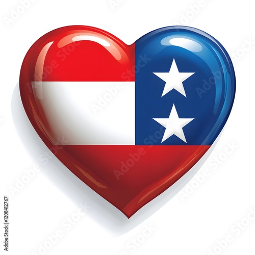 Free Download A vibrant heart shaped graphic combines the Austrian flag with elements representing Texas - GFXLoad