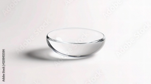 Clear Contact Lens with Subtle Reflections Isolated on White Background