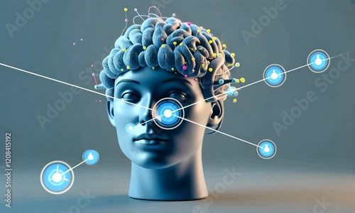 Brain mind psychology and confusion concept art with bright color brain concept, surreal mystery artwork illustration.