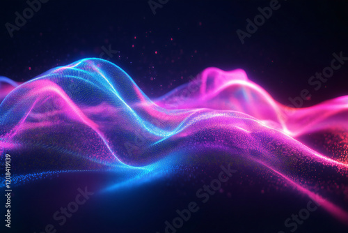 Futuristic Neon Waves with Glowing Abstract Curves, Vibrant Colors, and Digital Art Aesthetics for Modern Design and Dynamic Light Patterns