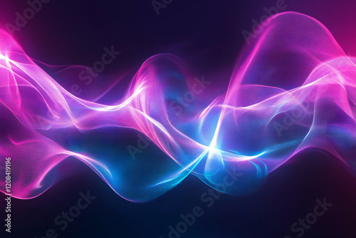 Futuristic Neon Waves with Glowing Abstract Curves, Vibrant Colors, and Digital Art Aesthetics for Modern Design and Dynamic Light Patterns