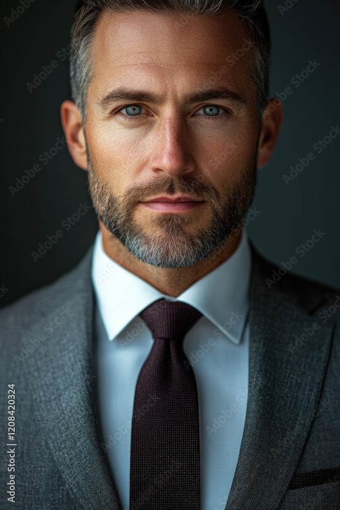 Confident man in tailored suit, exuding charisma and sophisticat Confident man in tailored suit, exuding charisma and sophisticat