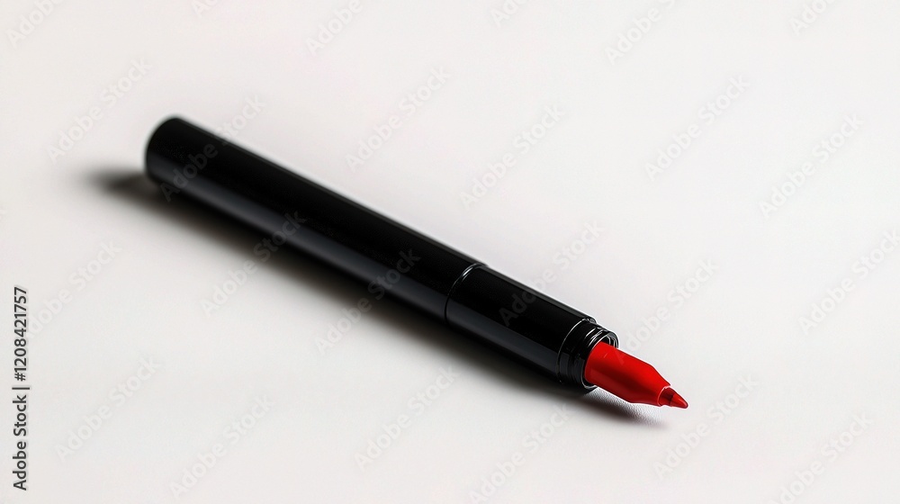 Red Permanent Marker Laying Flat Isolated on White Background Red Permanent Marker Laying Flat Isolated on White Background