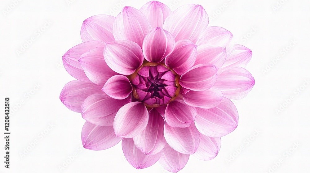 Fototapeta premium Beautiful Pink Dahlia Flower with Lush Petals Isolated on White