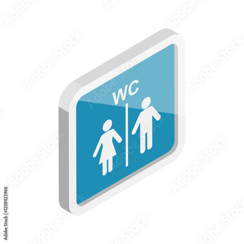 3D Isometric Flat Vector Set of Restroom Signs, Wasthroom Pictograms. Item 6
