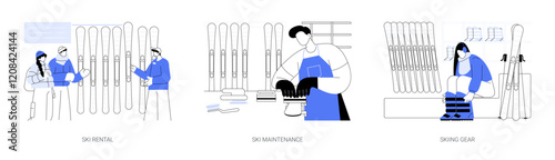 Ski equipment isolated cartoon vector illustrations se
