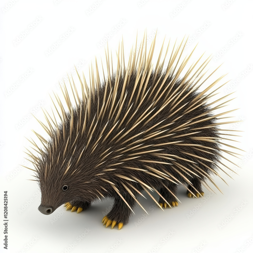 Fototapeta premium Echidna: Spiny mammal, dark fur, sharp quills.
