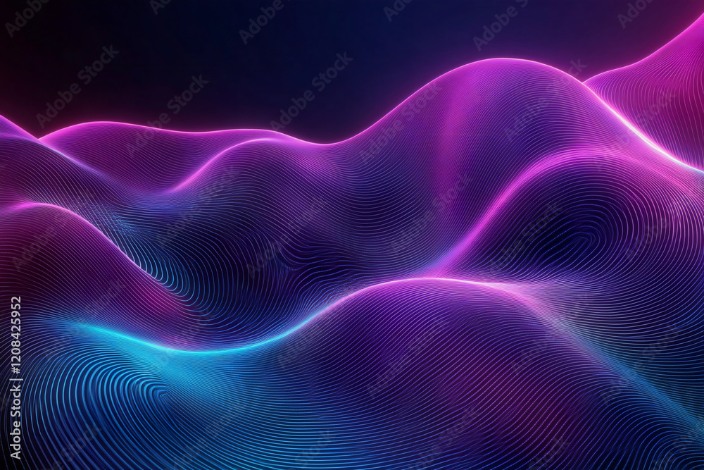 Fototapeta premium Futuristic Neon Waves with Glowing Abstract Curves, Vibrant Colors, and Digital Art Aesthetics for Modern Design and Dynamic Light Patterns