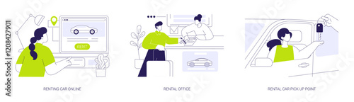 Vehicle rental abstract concept vector illustrations.