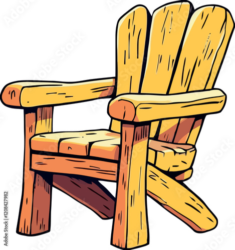 Comfortable wooden adirondack chair invites relaxation on porch