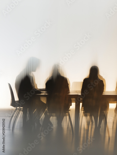 silhouette of people meeting