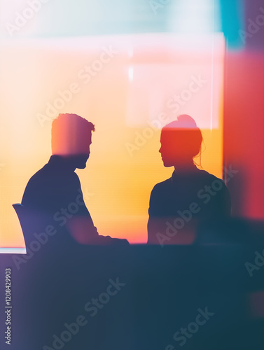 silhouette of people meeting