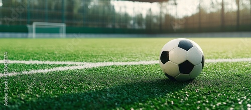 Soccer Ball on Green Artificial Turf Field