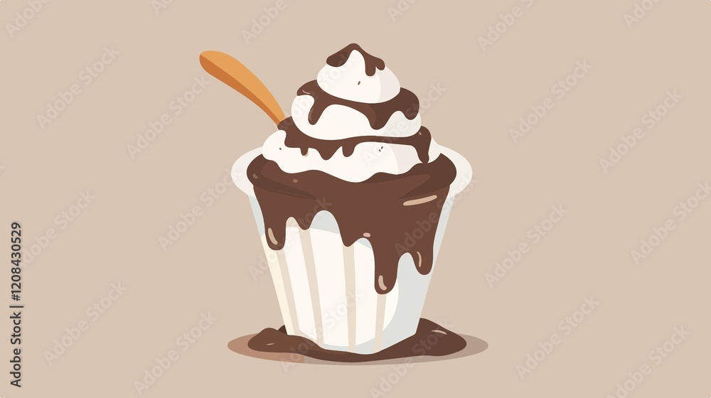 Delicious Chocolate Vanilla Ice Cream in Cup: Refreshing Cold Dessert Delicious Chocolate Vanilla Ice Cream in Cup: Refreshing Cold Dessert