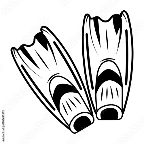 Diving fins icon in hand drawn style