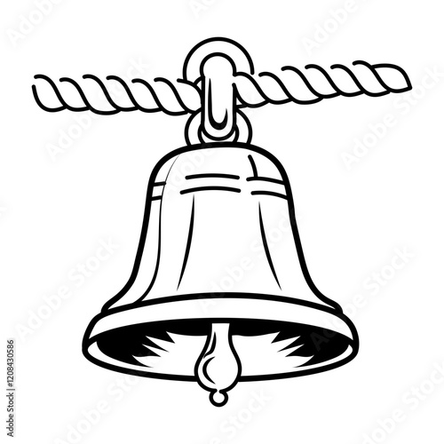 Hand drawn icon of nautical bell