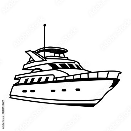 Sailing yacht icon in hand drawn style