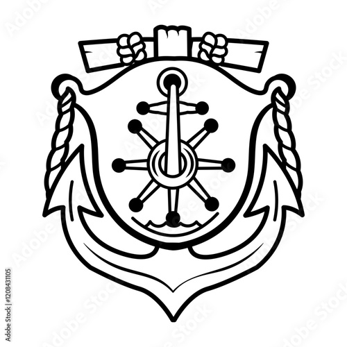 A hand drawn style icon of naval crest