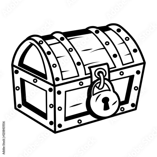 A sketchy style icon of treasure box
