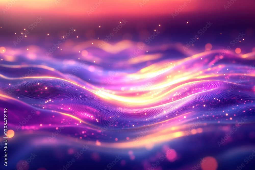 Obraz premium Vibrant waves illuminated by colorful light create a dreamy atmosphere in the ocean