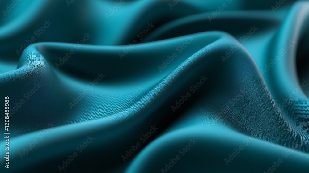 Fototapeta premium Teal Silk Fabric Drapery: Luxurious Texture and Smooth Waves