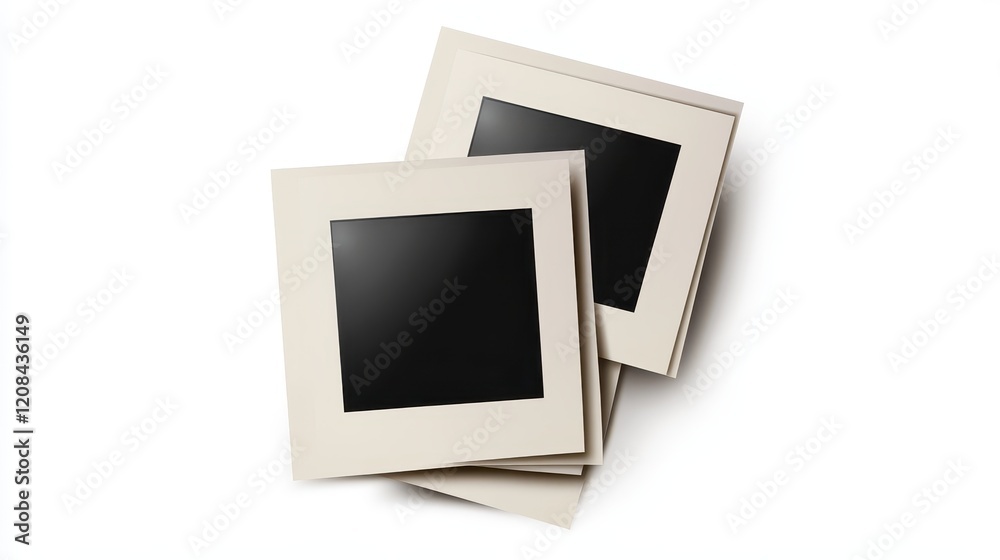 Blank retro instant photo frames overlapping on white background Blank retro instant photo frames overlapping on white background