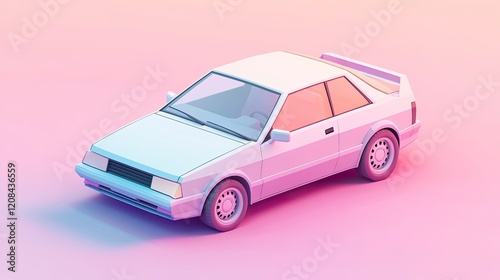 Stylish retro car with pastel colors, showcasing sleek lines and