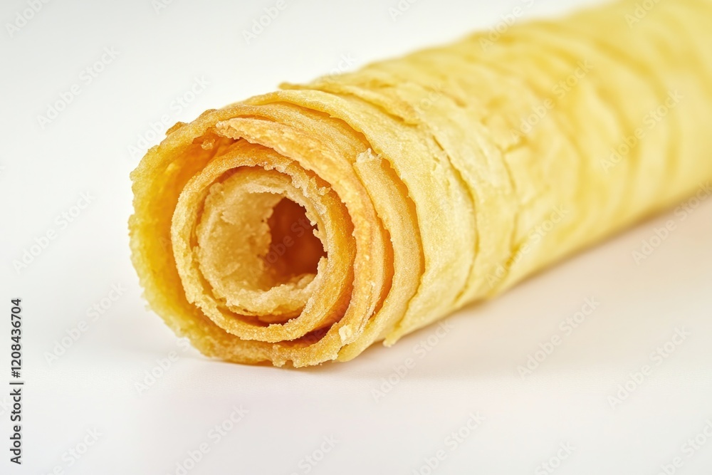Delicate rolled pastry showcasing golden layers, inviting sweetn Delicate rolled pastry showcasing golden layers, inviting sweetn