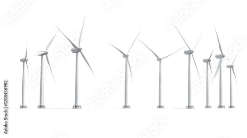 wind turbine in the wind isolated on white background 