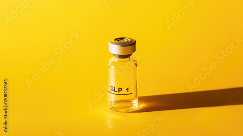 A vial labeled glp-1 on a yellow background, symbolizing medication or treatment related to glp-1


 photo