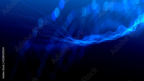 Technology background modern abstract lines floating in cyberspace blue deep learning concept