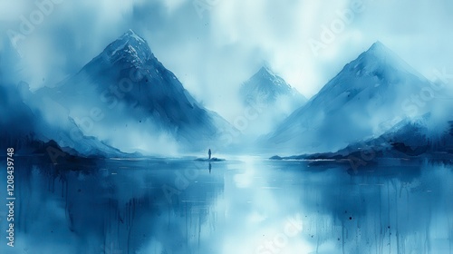 Wallpaper Mural Serene misty mountain lake landscape with reflection. Torontodigital.ca