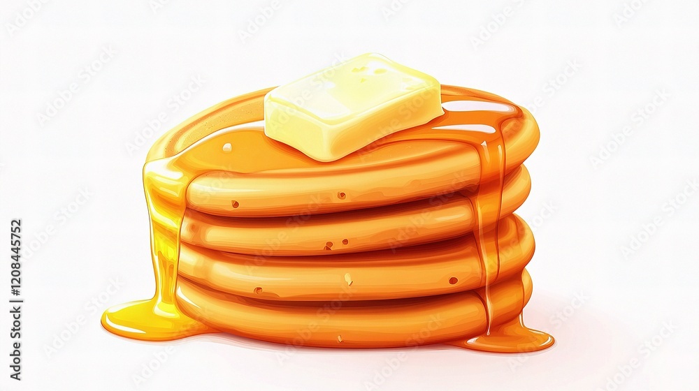 Delicious Fluffy Pancakes with Rich Syrup and Melting Butter Delicious Fluffy Pancakes with Rich Syrup and Melting Butter