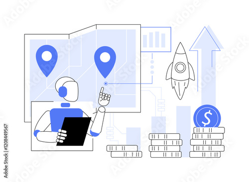 AI-Supported Sales Territory Planning abstract concept vector illustration.
