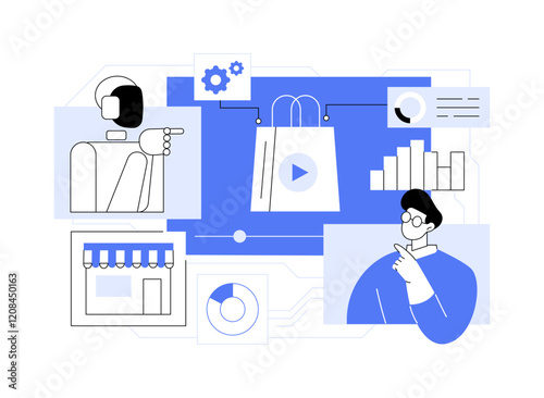 AI-Driven Product Demos abstract concept vector illustration.