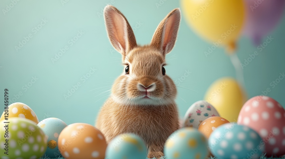 custom made wallpaper toronto digitalAdorable rabbit amidst colorful easter eggs and festive balloons