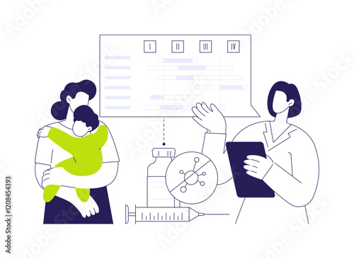 Immunization schedule abstract concept vector illustration.