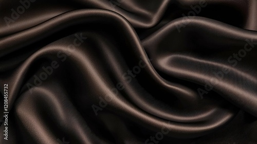A close-up view of luxurious black satin fabric, showcasing its smooth and silky texture. The elegant drapes create an artistic background.