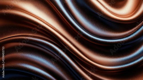 A close-up view showcasing smooth satin fabric with rich copper and gold hues, exhibiting a luxurious flowing texture.