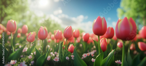 beautiful spring background with tulips