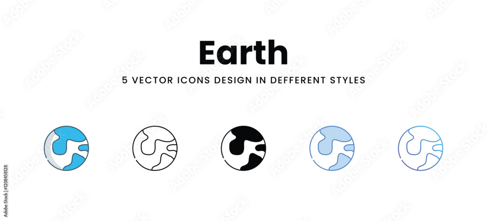 Earth icons in different style vector stock illustration