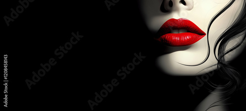 beauty woman with red lips.