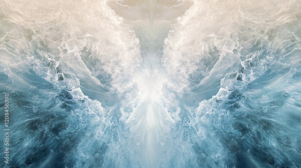 Fototapeta premium Abstract Blue and White Swirling Wave Painting