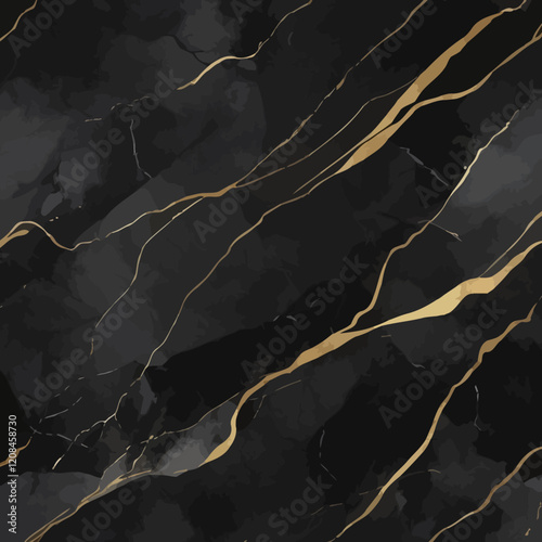 Rendered collage of luxury pattern of black gold marble texture. Background for banner, background or texture for 3D mapping