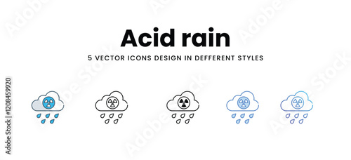 Acid rain icons in different style vector stock illustration