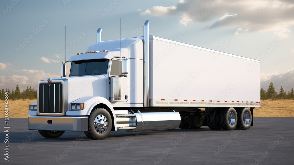 a clean white truck. a place for advertising. mockup, template